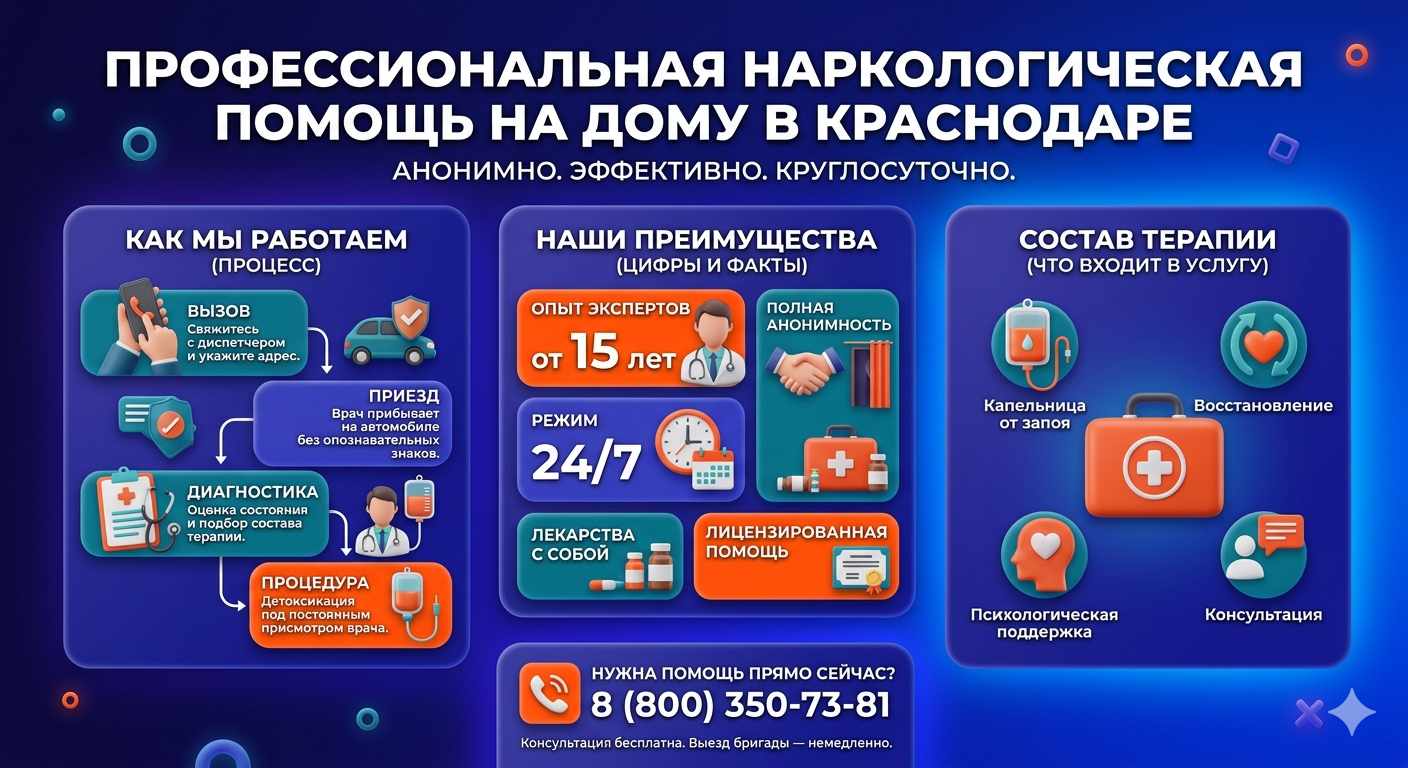 Инфографика о принципах лечения алкоголизма на дому в Рузе: этапы вызова нарколога, преимущества анонимной детоксикации и состав медицинской помощи.